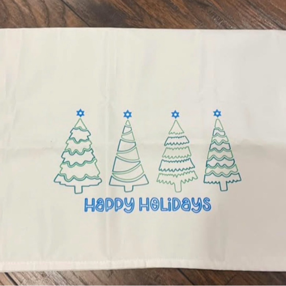 Brand new - Festive Holiday Tea Towel with Christmas and Hannukah Design